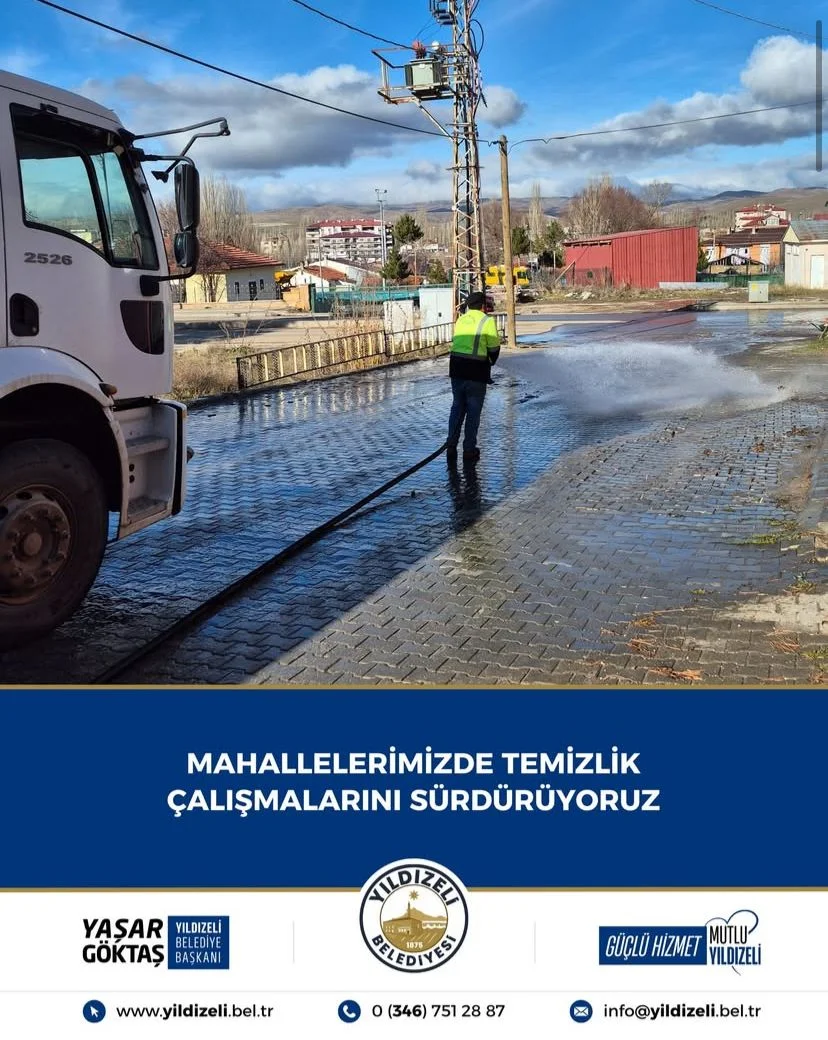 Yıldızeli’de Temizlik Harekâtı: Parke Taşı Döşenen Sokaklar Pırıl Pırıl!